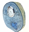 Blue Polished Agate Slab Clock w/ Cut Base 6.75" 4.5 lbs 