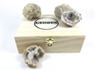 Wood Gift Box w/ 6 Break Your Own Whole Moroccan Geodes Crystals 