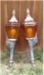 2 Old Vintage Underwriters Laboratories Outdoor Wall Lights Amber Glass Gothic
