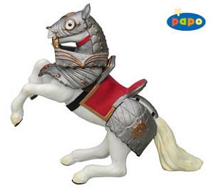 Papo Reared Up Armored Horse Red Toy Model
