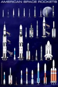 American Space Rockets Poster-Laminated Rolled and Sleeved