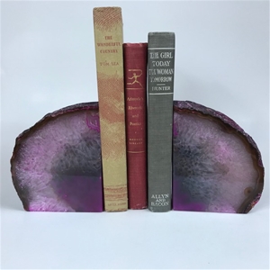 Set of 2 Polished Agate Geodes Bookends | Pink 5&quot;