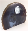 Natural Polished Agate Slab Clock w/ Cut Base 9.25" 9 lbs 