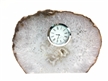 Natural Polished Agate Slab Clock w/ Cut Base 9.25" 6.85 lbs 