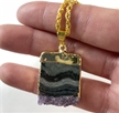 Amethyst Pendant Slab Down Point w/ Gold Necklace 