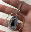 Silver Plated Ring w/ Geode Necklace 