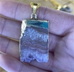  Amethyst Pendant Slab Down Point w/ Gold Necklace 