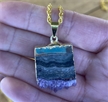 Amethyst Pendant Slab Down Point w/ Gold Necklace 