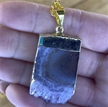  Amethyst Pendant Slab Down Point w/ Gold Necklace 