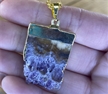 Amethyst Pendant Slab Down Point w/ Gold Necklace 