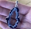 Plated Pendant Geode Slice Necklace 