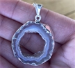 Plated Pendant Geode Slice Necklace 