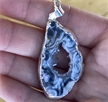 Plated Pendant Geode Slice Necklace 