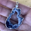 Plated Pendant Geode Slice Necklace 