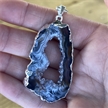 Plated Pendant Geode Slice Necklace 