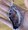 Large Silver Plated Pendant Geode Slice Necklace 