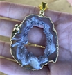 Large Gold Plated Pendant Geode Slice Necklace 