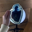 Blue Agate Slab W/ Metal Stand 