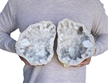 Large 9" Saw Cut Geode Halves | Moroccan Druzy Crystals Quartz Display w/ Stands