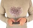 Large Heart Purple Druzy Amethyst on Metal Stand 6.25" 3.25 lbs 