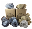 Deluxe Geode Gift Pack - 10 Break Your Own Quartz Geodes | Cut Half Mexican Florescent, Trancas, Druzy Mist, & Choyas