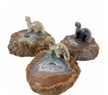 Soap Stone Brontosaurus Dinosaur on cut Mexican Brown Agate Geode