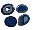 4 Agate Sliced Slabs Blue Coasters w/ Gold Silver Edges