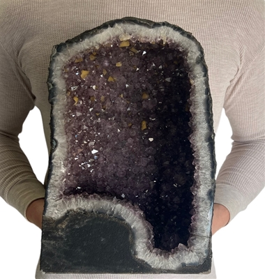 Large Natural Amethyst Cathedral 37.2 Lbs Purple Amethyst Geode Color Crystal 14” Display
