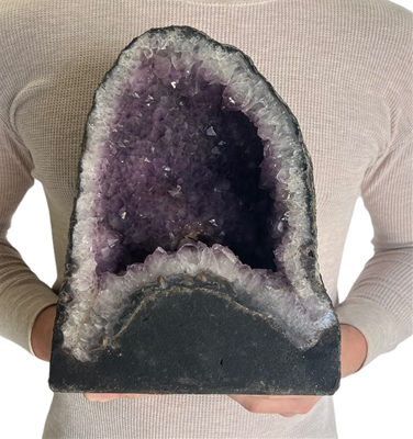 Large Natural Amethyst Cathedral 26.82 Lbs Purple Amethyst Geode Color Crystal 11” Display