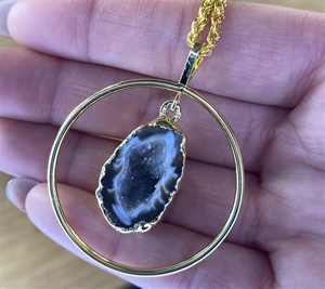 Gold Plated Ring w/ Geode Necklace 