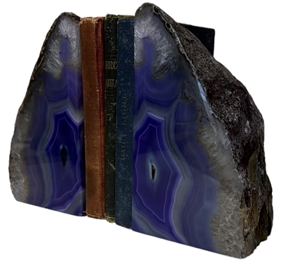 Set of 2 Polished Agate Geodes Bookends | Purple 6&quot;