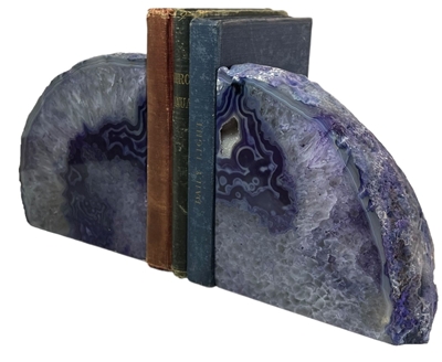 Set of 2 Polished Agate Geodes Bookends | Purple 5&quot;