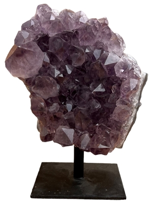 Purple Druzy Cluster Amethyst on Metal Stand 6.5&quot; 2.85 lbs  