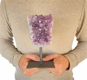 Large Purple Druzy Amethyst on Metal Stand 7.25&quot; 2.95 lbs  