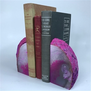 Set of 2 Polished Agate Geodes Bookends | Pink 4.5&quot;