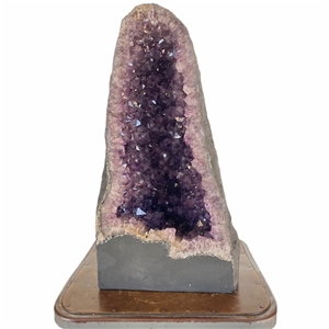 Large Amethyst Cathedral 61.5 Lbs Purple Amethyst Geode Color Crystal 19.75” Display