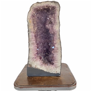 Large Amethyst Cathedral 61.7 Lbs Purple Amethyst Geode Color Crystal 19.25” Display