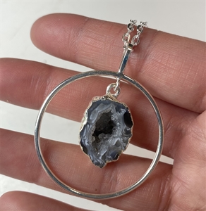 Silver Plated Ring w/ Geode Necklace 