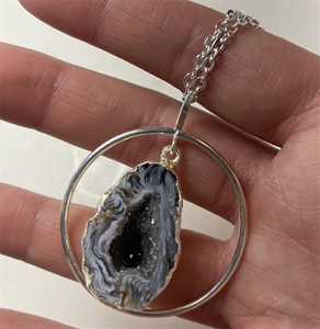 Silver Plated Ring w/ Geode Necklace 