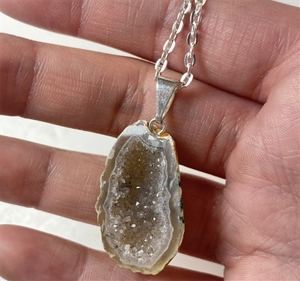 Half Geode Pendant Necklace 
