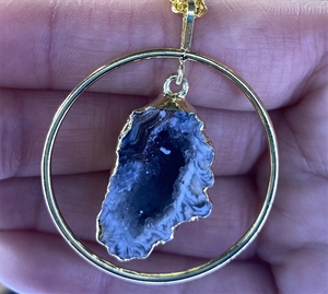 Gold Plated Ring w/ Geode Necklace 