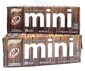 A&amp;W Root Beer Soda, Mini Cans, 7.5 Fl Oz, (Bulk pack of 20)