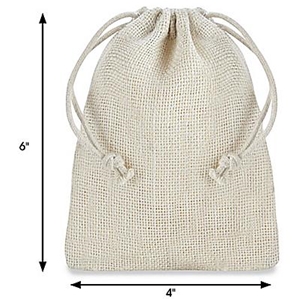 Ivory Burlap Bag with Drawstring - 4 x 6&quot;
